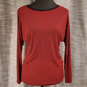 Michael Kors Striped Long Dolman Sleeve Top